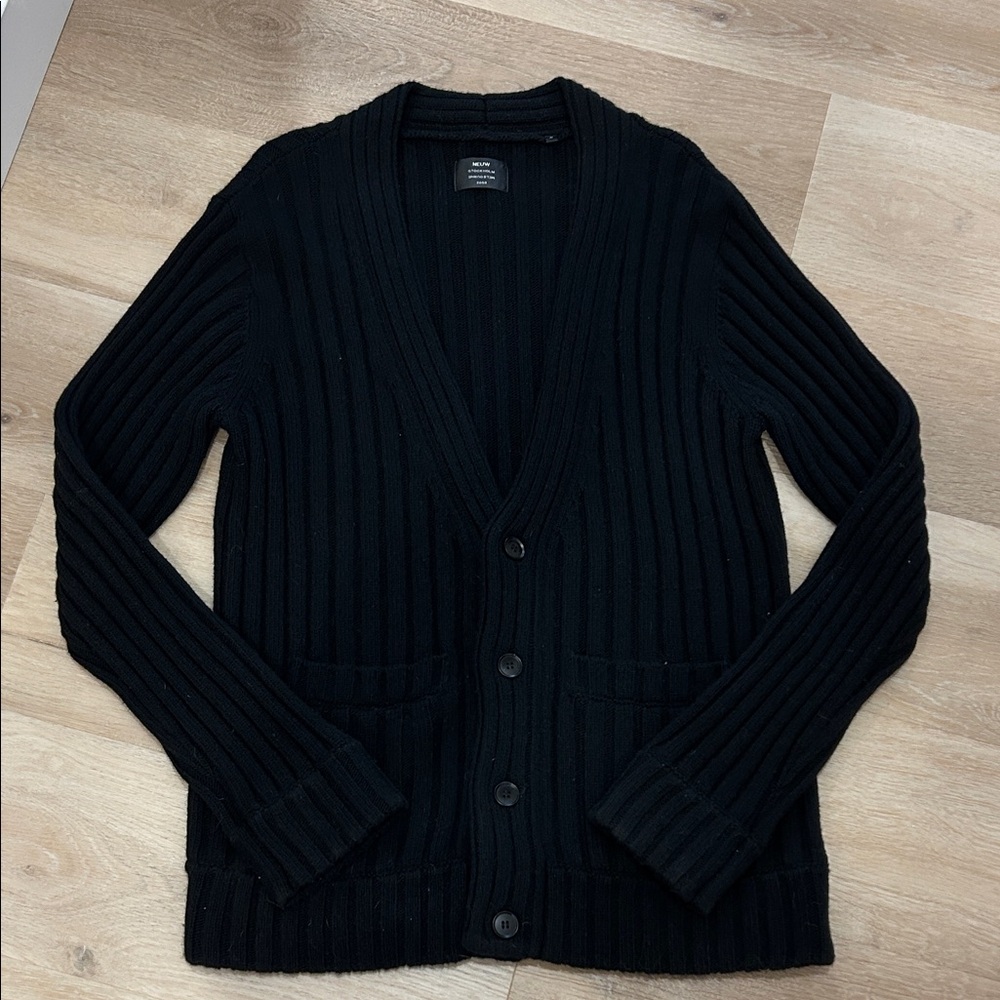 Neuw Black Ribbed Men's Cardigan